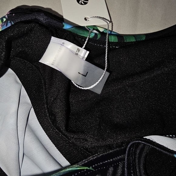 HOLIPICK 2 pc BIKINI BLACK TROPICAL SZ L NEW "V" - Picture 4 of 7